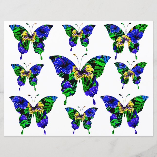 Colourful Blue Yellow Green Butterfly Pattern (Front)