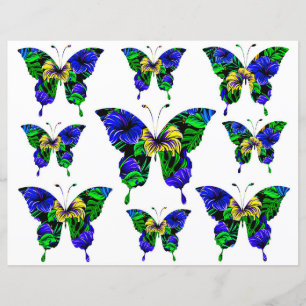Colourful Blue Yellow Green Butterfly Pattern