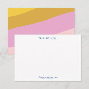 Colourful Blue Yellow Pink Stripes Personalised Thank You Card