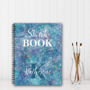 Colourful Blues Personalised Name Sketchbook Notebook