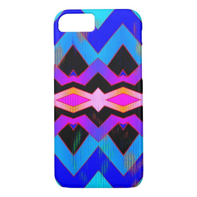 Colourful Blues Purples Magenta Geometric Pattern Case-Mate iPhone Case (Back)