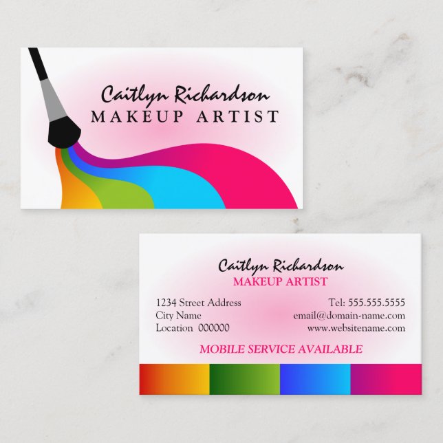 Colourful Blush Makeup Artist Business Card (Front/Back)