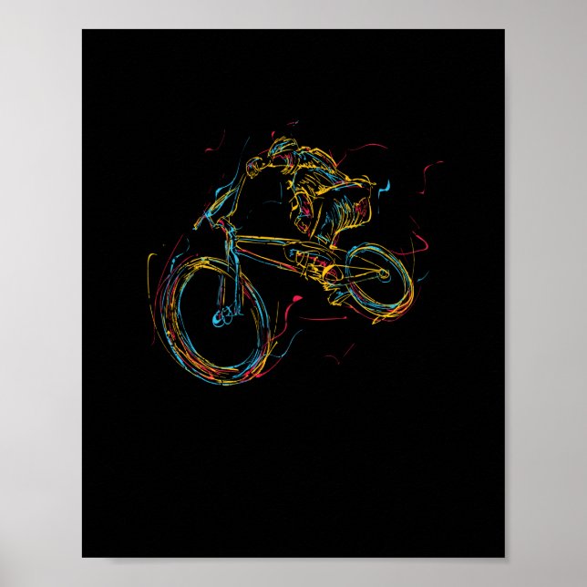 Colourful BMX art bike motocross freestyle bike Poster (Front)