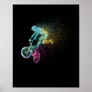 Colourful BMX art bike motocross freestyle bike Poster