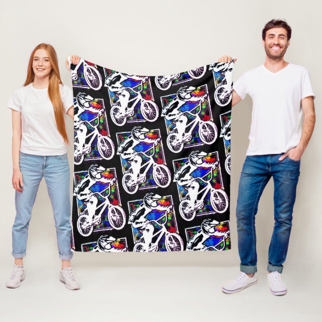 Colourful Bmx Fleece - Bmx Bike - Bmx Bicycle Blanket (In Situ)