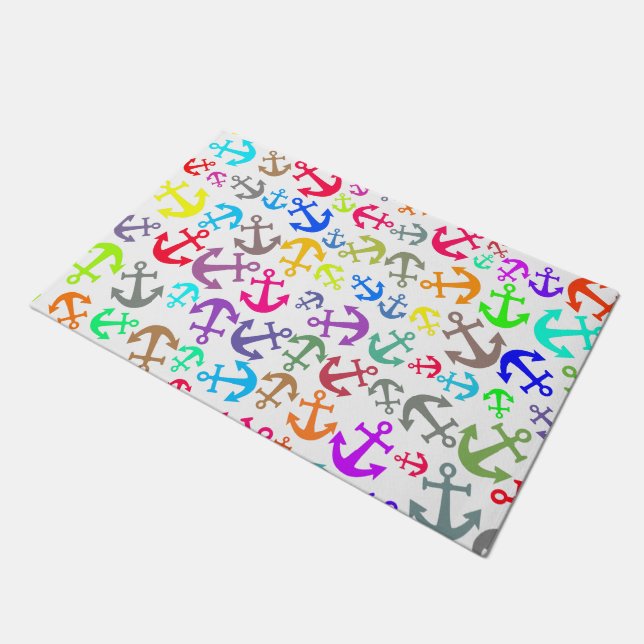 Colourful Boat Anchor Pattern Doormat (Angled)