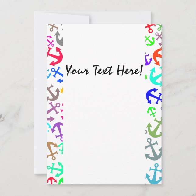 Colourful Boat Anchor Pattern  Invitation (Front)