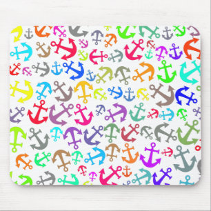 Colourful Boat Anchor Pattern Mouse Mat