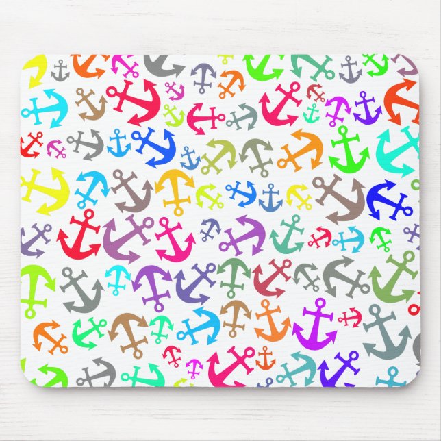 Colourful Boat Anchor Pattern Mouse Mat (Front)