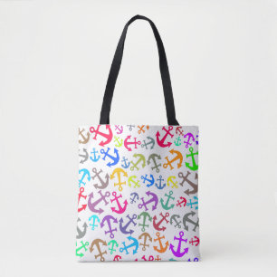Colourful Boat Anchor Pattern Tote Bag