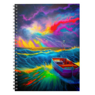 Colourful Boat Scene Notebook