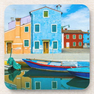 Colourful Boat Scene Venetian Lagoon Coaster