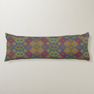 Colourful body pillow with vibrant geometric