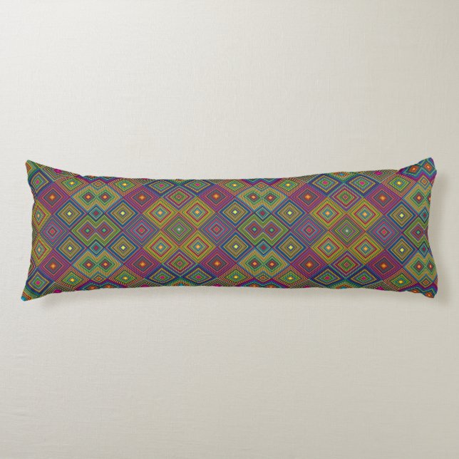Colourful body pillow with vibrant geometric  (Front)