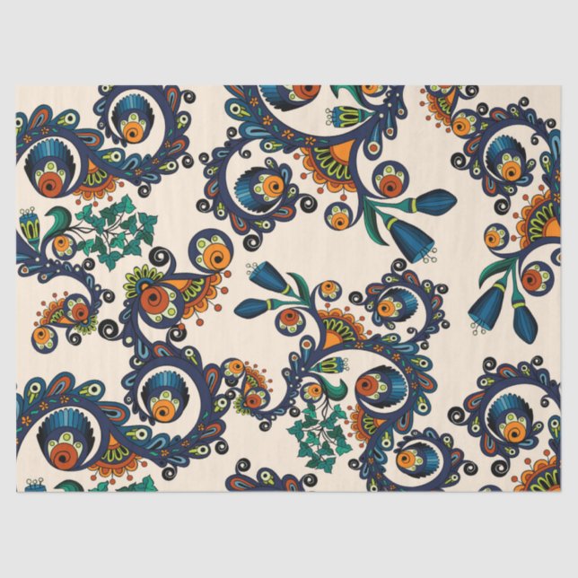 Colourful Bohemian Boho MOD Hippy Chic Pattern Tissue Paper (Front)