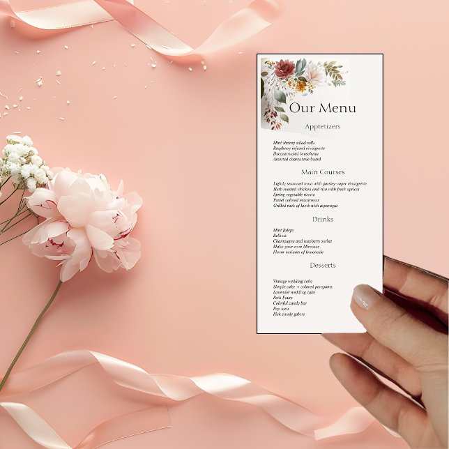 Colourful Bohemian Floral Wedding Dinner Menu (Creator Uploaded)