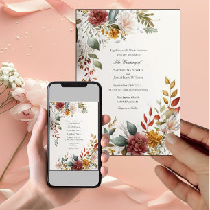 Colourful Bohemian Floral Wedding  Invitation