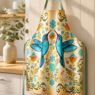 Colourful Bohemian Hummingbird All-Over Print Apron
