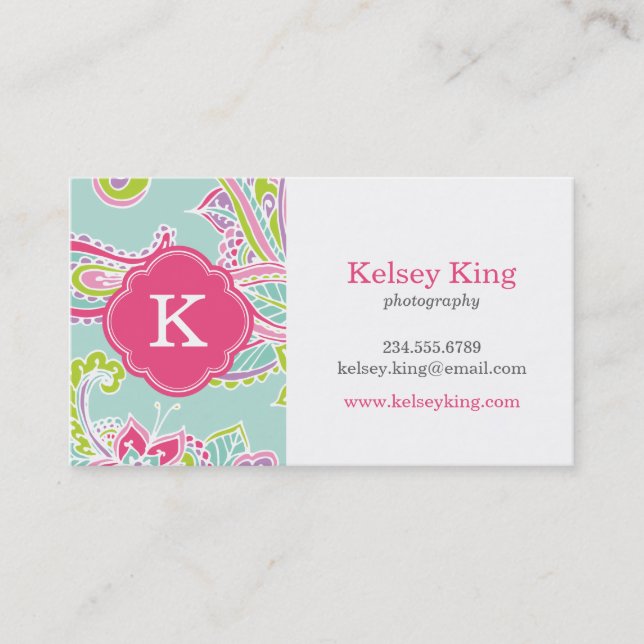 Colourful Bohemian Paisley Business Card (Front)