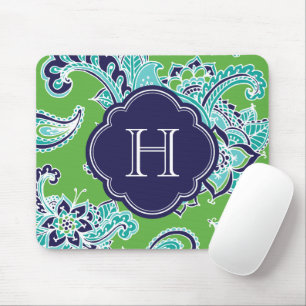 Colourful Bohemian Paisley Custom Monogram Mouse Mat