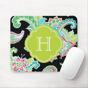 Colourful Bohemian Paisley Monogram Mouse Mat