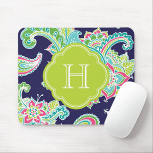 Colourful Bohemian Paisley Monogram Mouse Mat