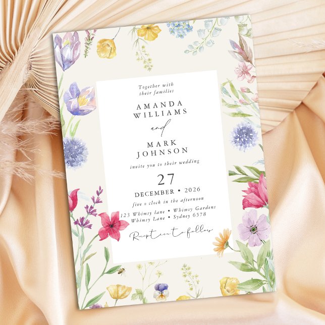 Colourful Bohemian Spring Botanical Garden Wedding Invitation (Creator Uploaded)