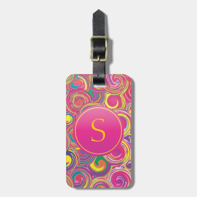 Colourful Bohemian Swirls Luggage Tag (Front Vertical)