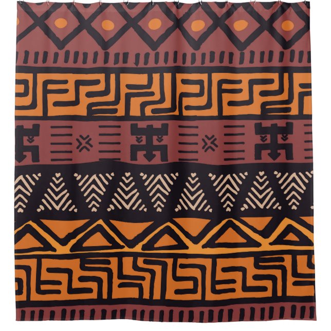 Colourful Bohemian Tribal Geometric Shower Curtain (Front)