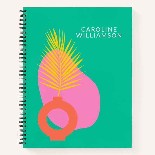 Colourful Boho Abstract Botanical Shapes Customise Notebook (Front)