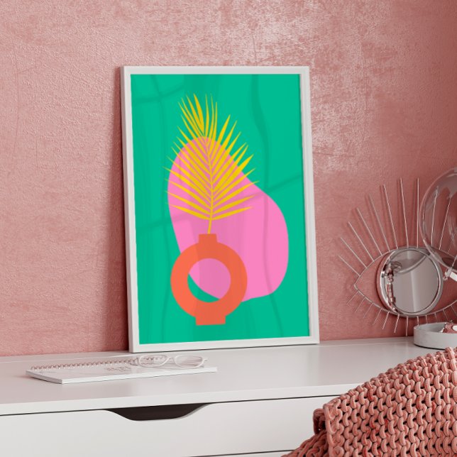 Colourful Boho Abstract Botanical Shapes in Green Poster (Creator Uploaded)