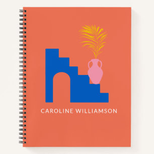 Colourful Boho Bright Botanical Shapes Personalise Notebook