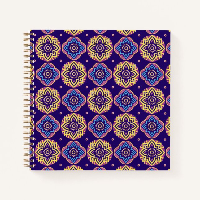Colourful Boho Chic Mandala Pattern Notebook (Front)