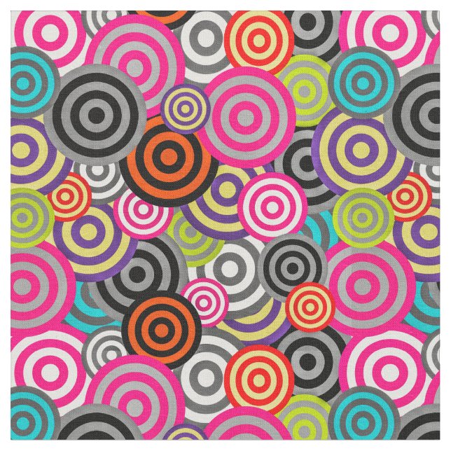 Colourful Boho Circles Fabric (Close Up)