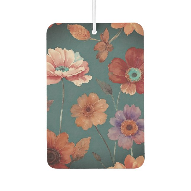 Colourful Boho Floral Car Air Freshener (Front)
