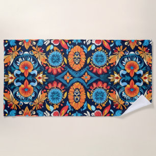 Colourful Boho Floral Elegance: Vibrant Mandala Beach Towel