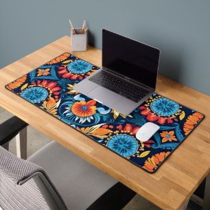 Colourful Boho Floral Elegance: Vibrant Mandala Desk Mat