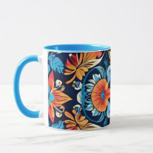 Colourful Boho Floral Elegance: Vibrant Mandala Mug