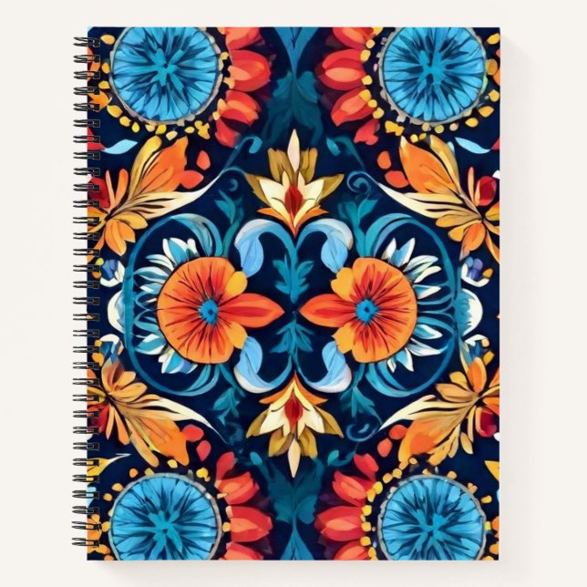 Colourful Boho Floral Elegance: Vibrant Mandala Notebook (Front)