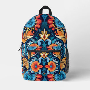 Colourful Boho Floral Elegance: Vibrant Mandala Printed Backpack