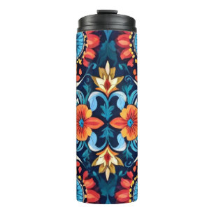 Colourful Boho Floral Elegance: Vibrant Mandala Thermal Tumbler