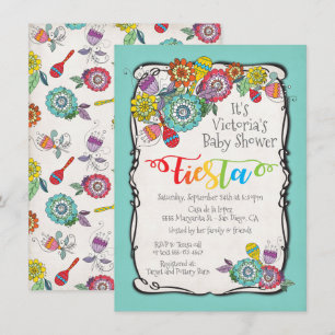 Colourful Boho Floral Mexican Fiesta Baby Shower Invitation