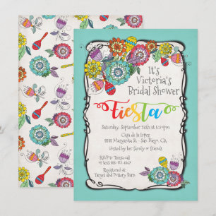 Colourful Boho Floral Mexican Fiesta Bridal Shower Invitation