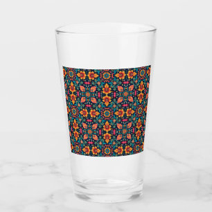 Colourful Boho Floral Pattern Elegant Symmetry Glass
