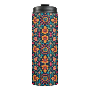 Colourful Boho Floral Pattern Elegant Symmetry Thermal Tumbler