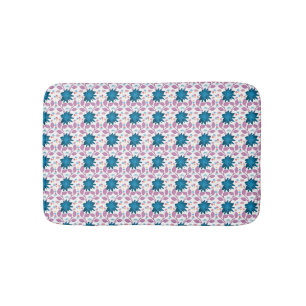 Colourful Boho Floral Pattern Retro Flower Bath Mat