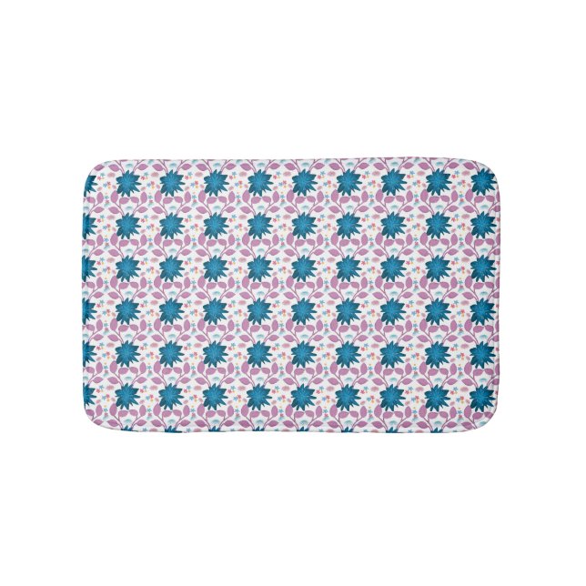 Colourful Boho Floral Pattern Retro Flower  Bath Mat (Front)