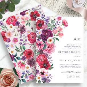 Colourful Boho Floral Wedding Invitation