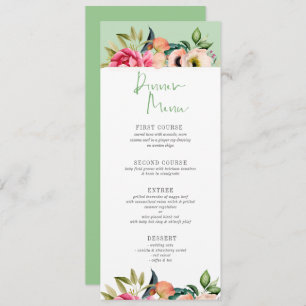 Colourful boho flower border Dinner menu typograph Invitation