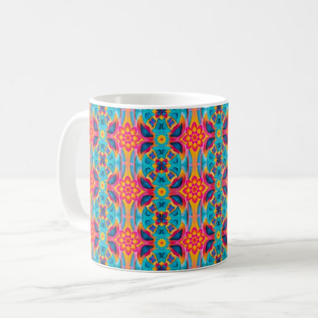 Colourful Boho Flower Design Coffee Mug (Front Left)